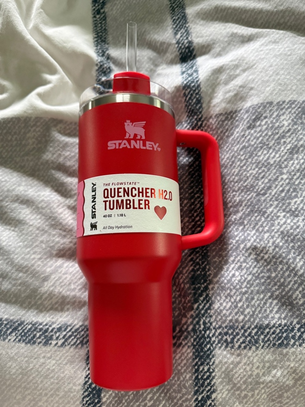 Stanley Red Insulated Quencher Tumbler with Handle and Straw